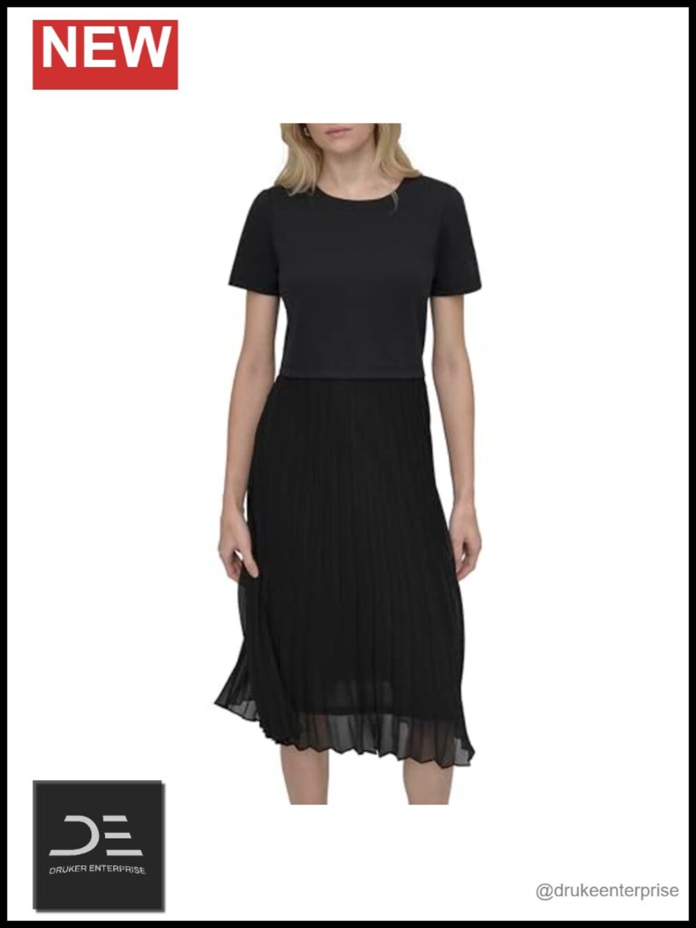 Short Sleeve Jewel Neck Pleated Midi Dress Keyhole Travel Casual